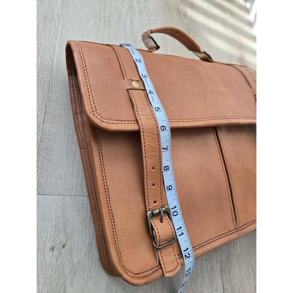 Hulsh Leather Bags Tan Leather Messenger Satchel Briefcase Handcrafted